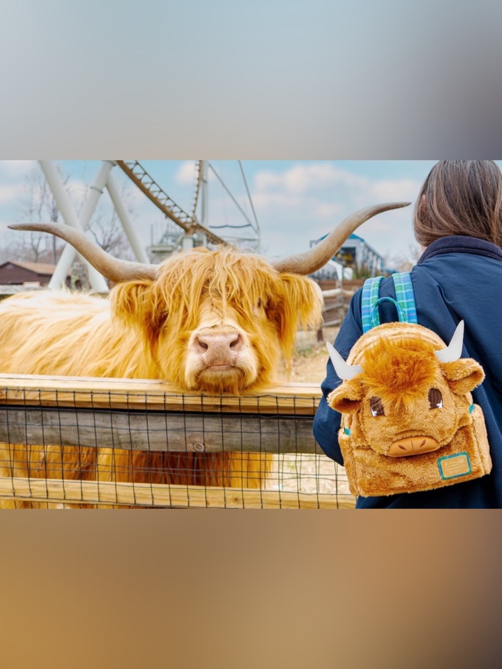 Loungefly Busch Gardens Exclusive Highland Cow Furry Mini Backpack NWT